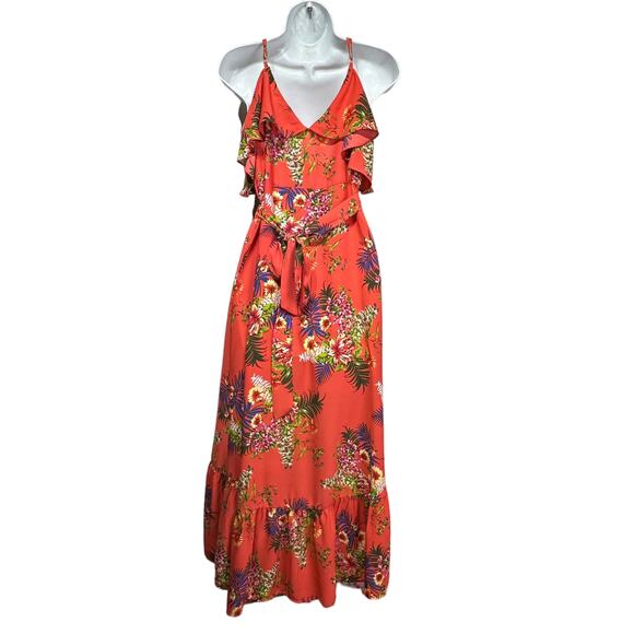 kaiya floral ruffle wrap high low dress Size L - Picture 3 of 8